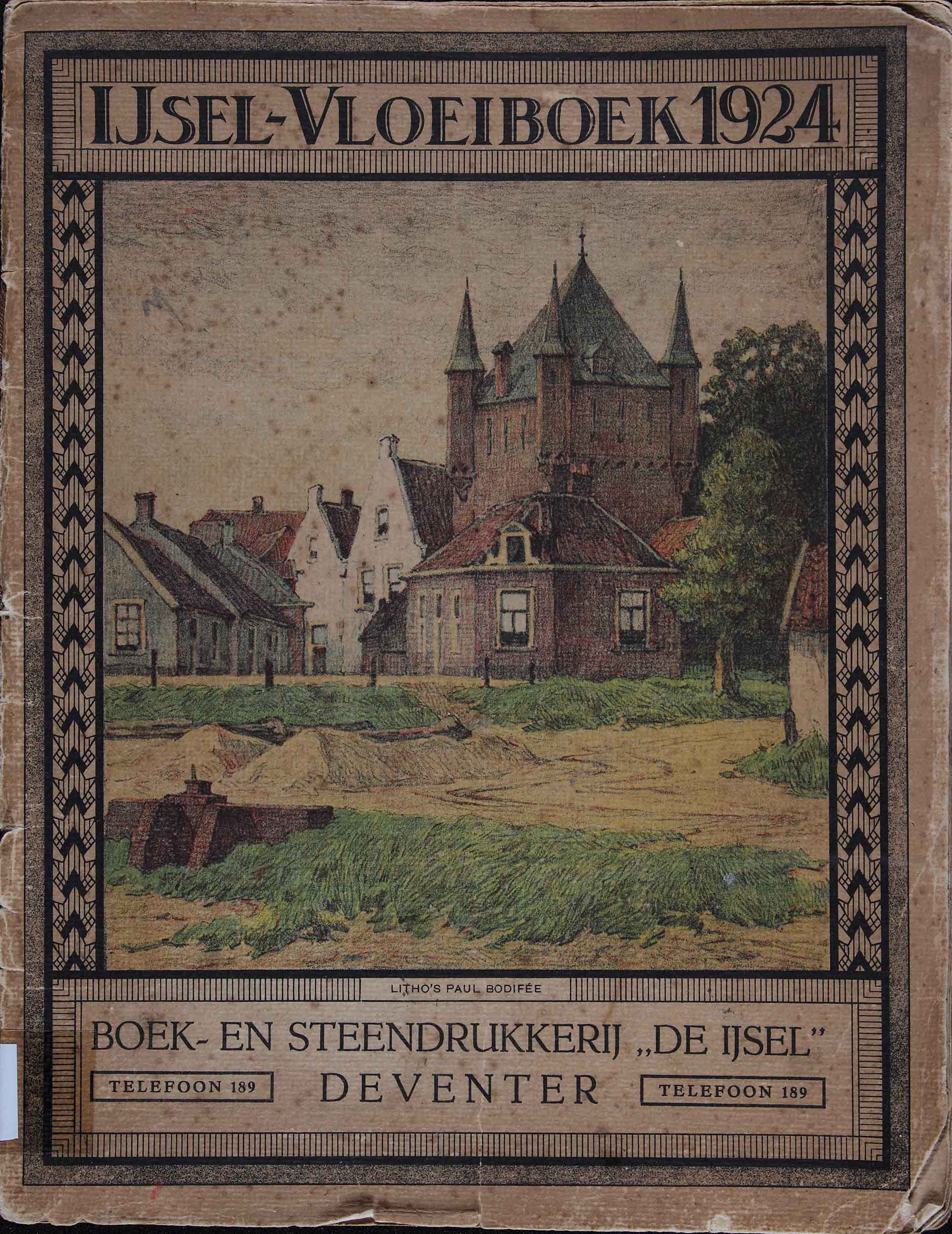 IJsel-vloeiboek 1924, illustraties van Paul Bodif&eacute;e, Drukkerij De IJsel, Deventer, Athenaeumbibliotheek, H 1518.
