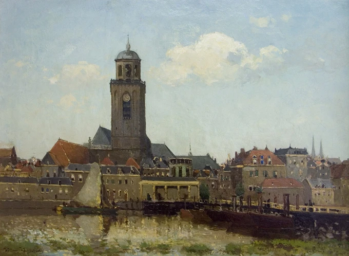 Gezicht op de Welle in Deventer door vervaardiger Willem Weissenbruch (1864-1941) (collectie Museum De Waag)